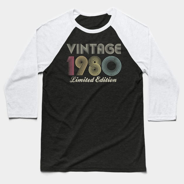 40th Birthday Gift 1980 Vintage Limited Edition 40 Years Old Baseball T-Shirt by bummersempre66